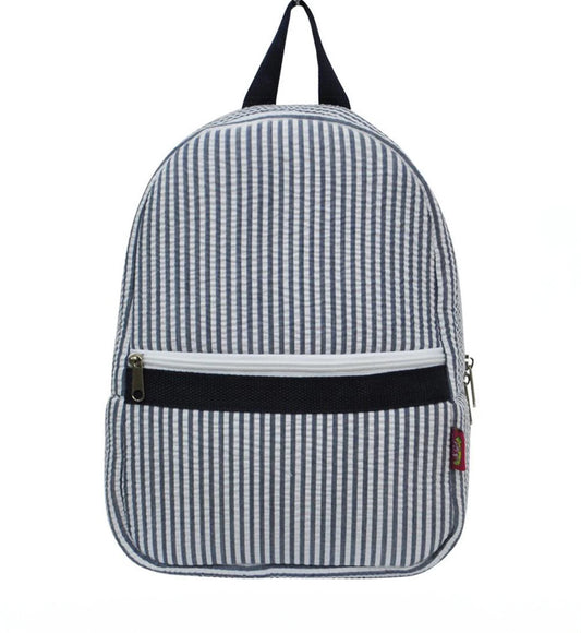 Seersucker Navy Backpack: BAG ONLY